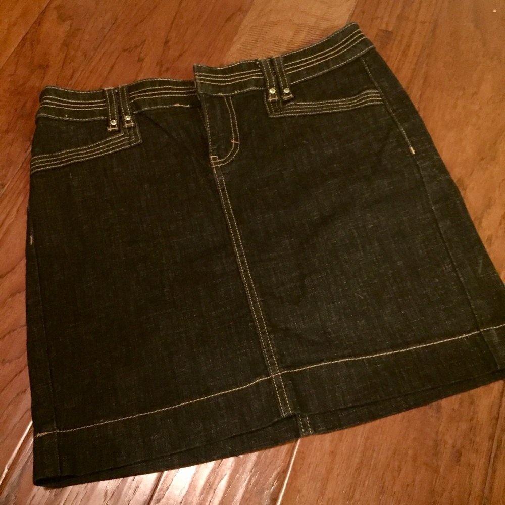 Dk Blue Denim w/Rhinestones Skirt WHBM - Sz 2